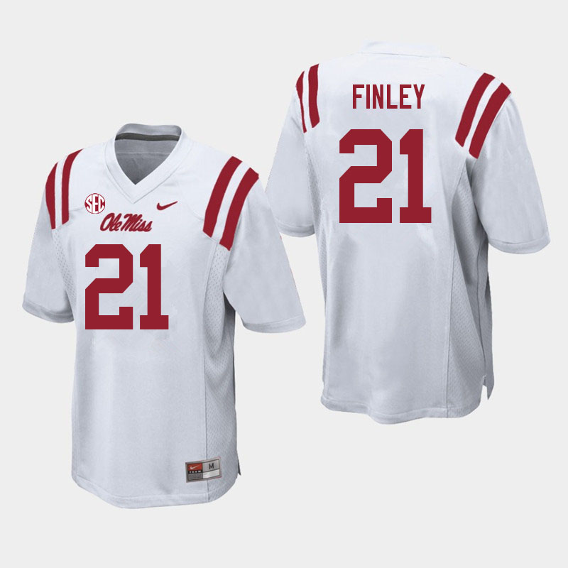 Ole Miss Rebels #21 AJ Finley College Football Jerseys Sale-White